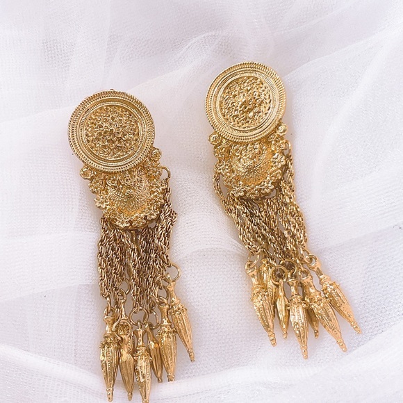 Zara Gold Greek Chain Dangle Earrings - Picture 4 of 6